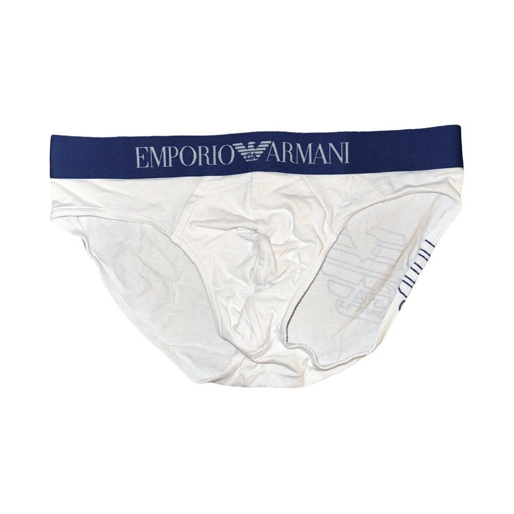 Emporio Armani Men’s Briefs Size Medium White and Blue